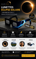 Pack x20 Lunettes Éclipse Solaire Certifiées ISO 12312-2 Protection Totale sélectionnées Eclips-View